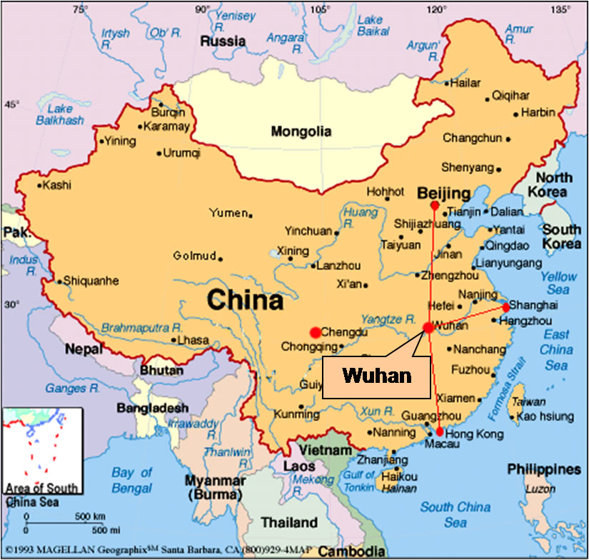 china wuhan map